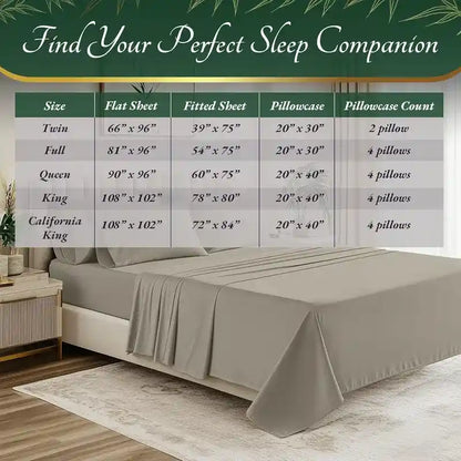 100% Bamboo Sheets with Anti-Slip Bands