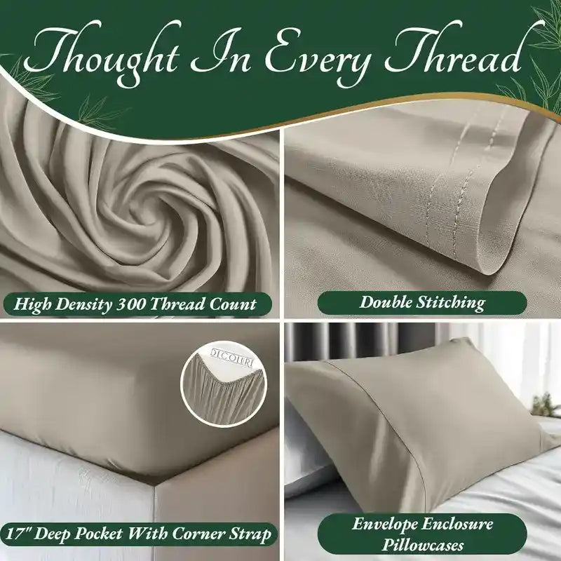 100% Bamboo Sheets with Anti-Slip Bands